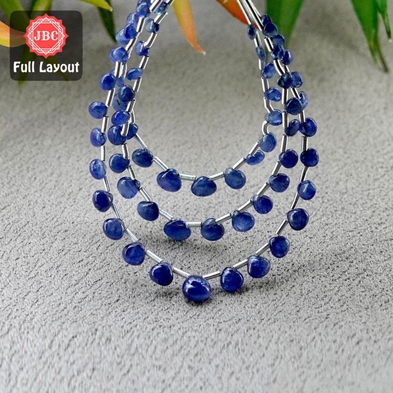 Blue Sapphire 3.5-7.5mm Smooth Heart Shape 17 Inch Long Gemstone Beads