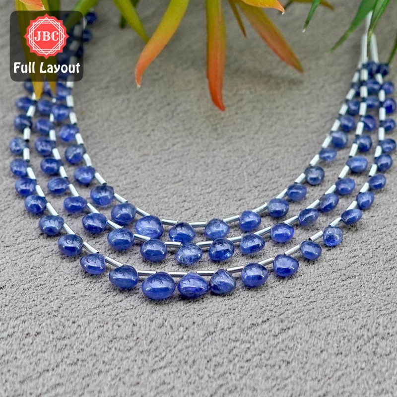 Blue Sapphire 4-8.5mm Smooth Heart Shape 23 Inch Long Gemstone Beads