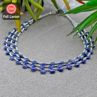 Blue Sapphire 4-8mm Smooth Heart Shape 31 Inch Long Gemstone Beads Layout