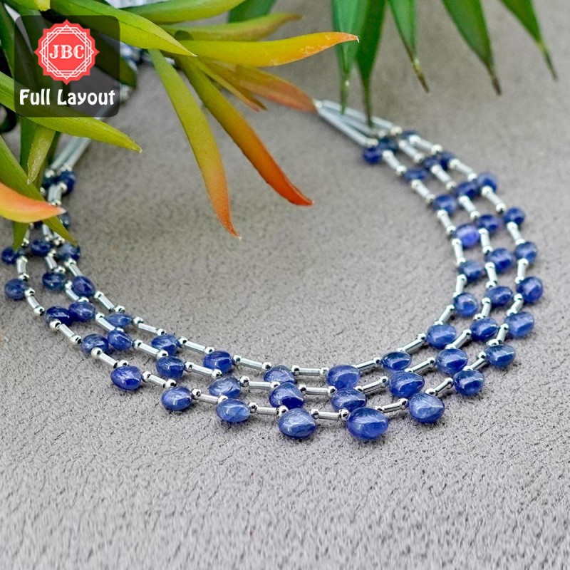 Blue Sapphire 4-7.5mm Smooth Heart Shape 23 Inch Long Gemstone Beads