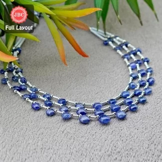 Blue Sapphire 215.00 Cts Earth Mined Pear Shape Faceted Genuine Beads Bracelet 