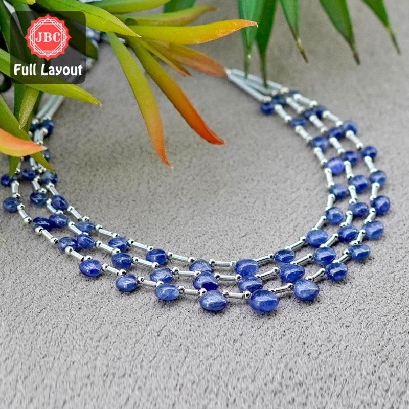 Blue Sapphire 4-8mm Smooth Heart Shape 24 Inch Long Gemstone Beads