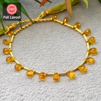 Yellow Sapphire 6-9mm Faceted Drops Shape 9 Inch Long Gemstone Beads