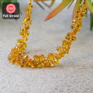 Yellow Sapphire 4-6mm Faceted Drops Shape 7 Inch Long Gemstone Beads