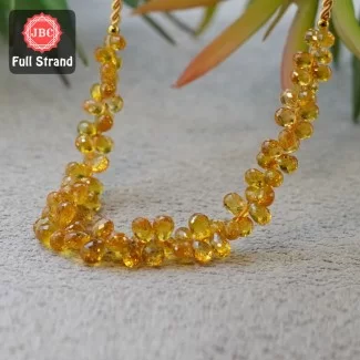 Yellow Sapphire 4-6mm Faceted Drops Shape 7 Inch Long Gemstone Beads