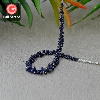Blue Sapphire 2-5mm Briolette Drops Shape 7 Inch Long Gemstone Beads Strand