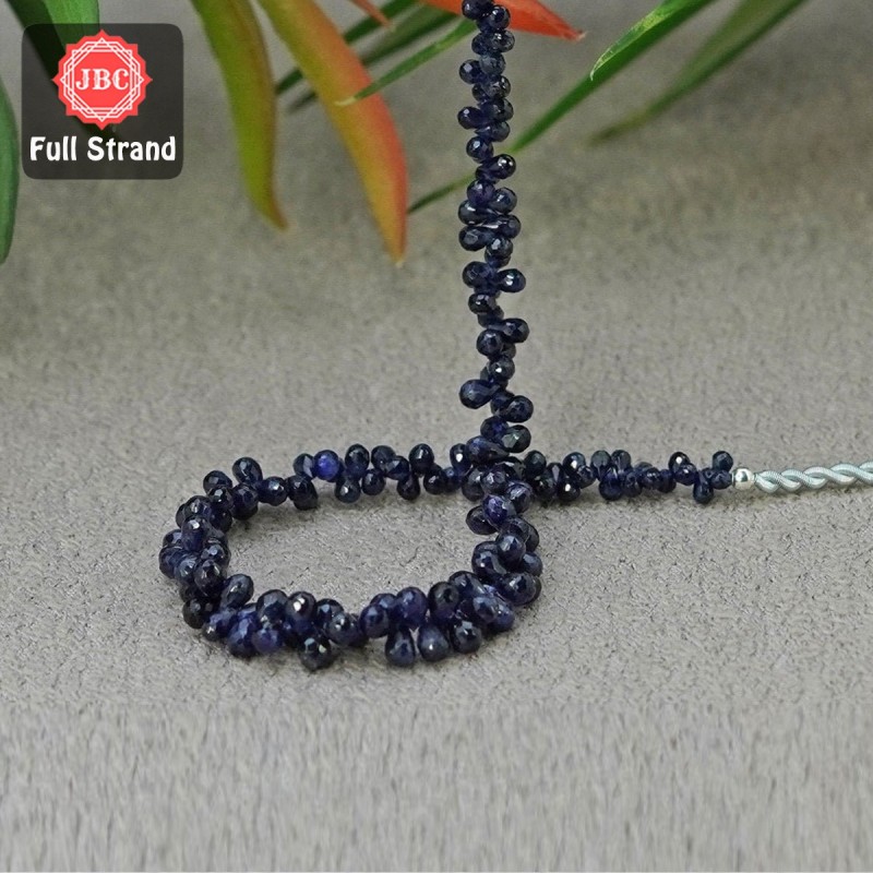 Blue Sapphire 2-5mm Briolette Drops Shape 7 Inch Long Gemstone Beads