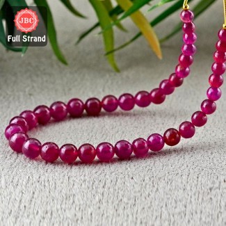 Ruby 5-7.5mm Smooth Round Shape 9 Inch Long Gemstone Beads