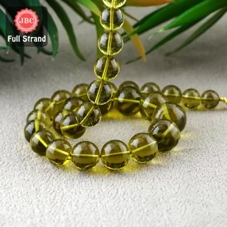 Olive Quartz 10-18mm Smooth Round Shape 17 Inch Long Gemstone Beads Strand