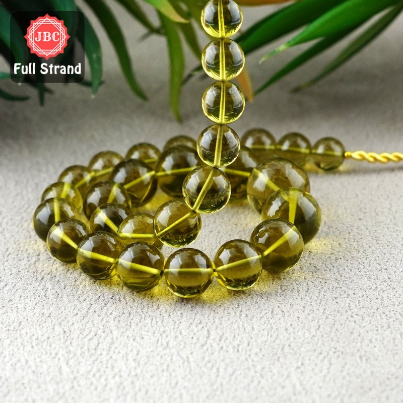Olive Quartz 10-18.5mm Smooth Round Shape 17 Inch Long Gemstone Beads Strand