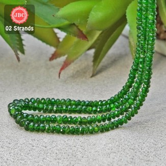 Chrome Diopside 4-7mm Faceted Rondelle Shape 16 Inch Long Gemstone Beads - Total 2 Strands In The Lot - SKU:156745