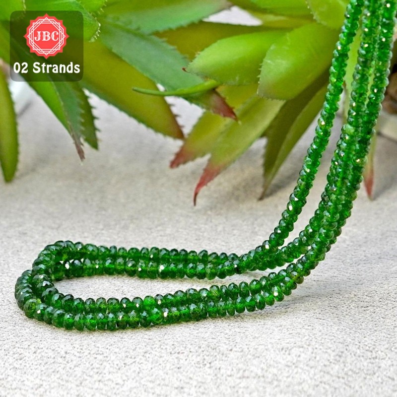 Chrome Diopside 4-6.5mm Faceted Rondelle Shape 16 Inch Long Gemstone Beads - Total 2 Strands In The Lot - SKU:156746