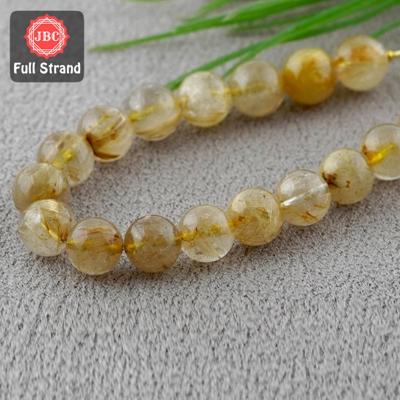 Golden Rutile 11.5-12mm Smooth Round Shape 8 Inch Long Gemstone Beads