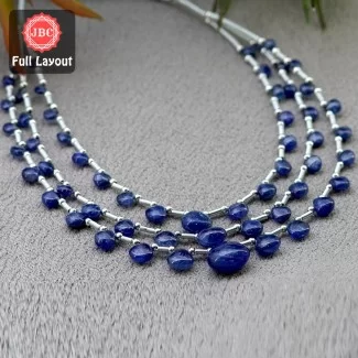 Blue Sapphire 4-12mm Smooth Heart Shape 22 Inch Long Gemstone Beads