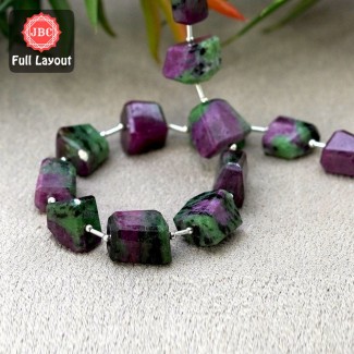 Ruby Zoisite 14-19mm Step Cut Nuggets Shape 14 Inch Long Gemstone Beads Strand