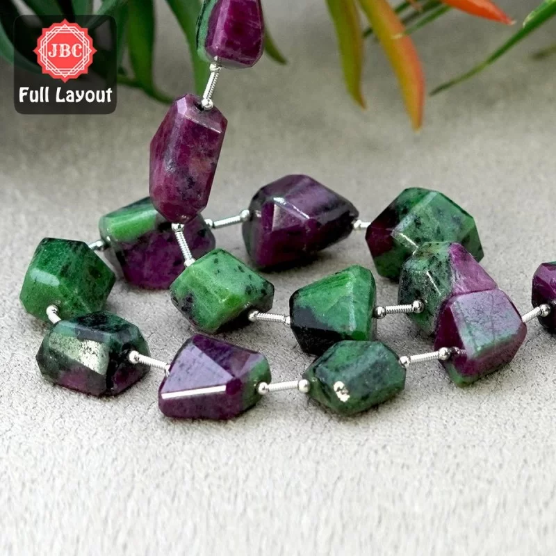 Ruby Zoisite 13-22mm Step Cut Nuggets Shape 14 Inch Long Gemstone Beads Strand