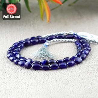 Blue Sapphire 7-11mm Smooth Oval Shape 16 Inch Long Gemstone Beads Strand - SKU:156829