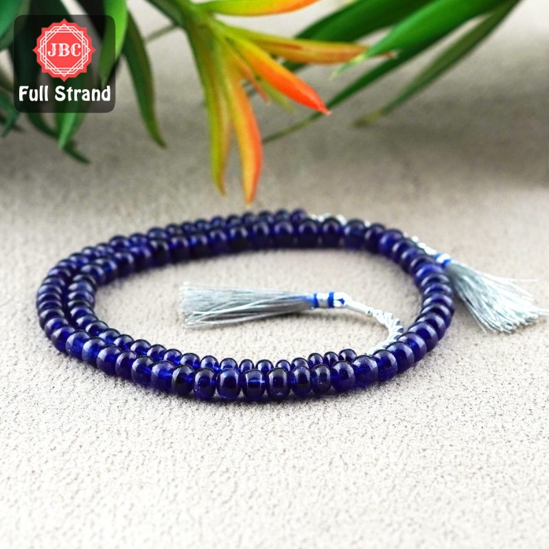 Blue Sapphire 5-6.5mm Smooth Rondelle Shape 15 Inch Long Gemstone Beads Strand - SKU:156826