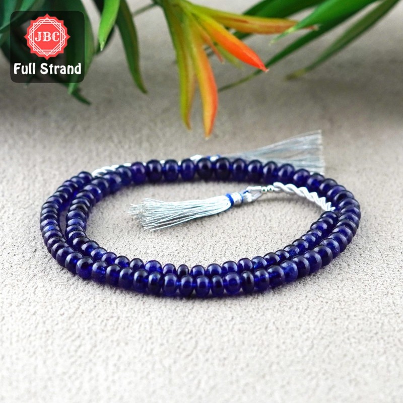 Blue Sapphire 5-7mm Smooth Rondelle Shape 15 Inch Long Gemstone Beads Strand - SKU:156827