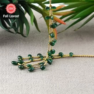 Emerald 7-16mm Smooth Pear Shape 6-7 Inch Long Gemstone Beads - Total 2 Strands Layout - SKU:156880