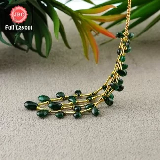 Emerald 6-12mm Smooth Pear Shape 7-9 Inch Long Gemstone Beads - Total 2 Strands Layout - SKU:156878