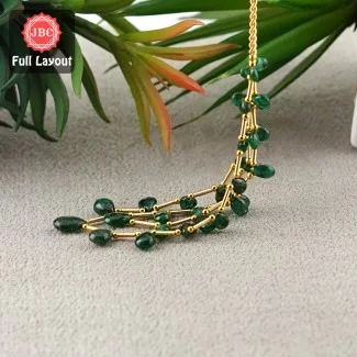 Emerald 6-12mm Smooth Pear Shape 7-8 Inch Long Gemstone Beads - Total 2 Strands Layout - SKU:156879