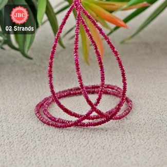 Ruby 2-2.5mm Faceted Rondelle Shape 12 Inch Long Gemstone Beads - Total 2 Strands In The Lot - SKU:156884