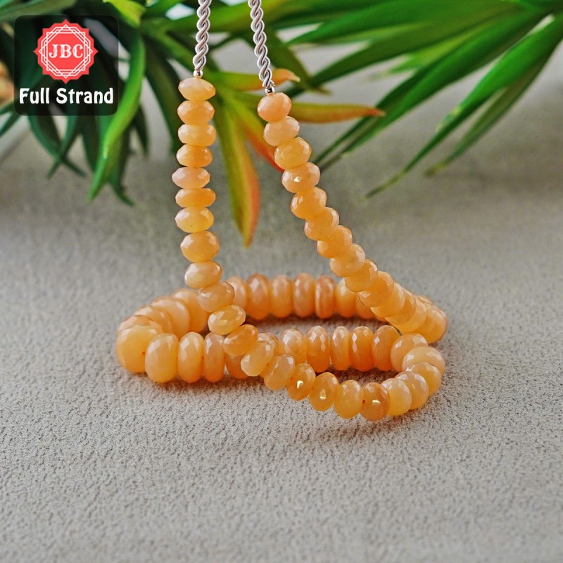 Peach Moonstone 8-12mm Faceted Rondelle Shape 15 Inch Long Gemstone Beads Strand - SKU:156893