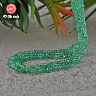 Emerald 2.5-5mm Faceted Rondelle Shape 21 Inch Long Gemstone Beads - Total 3 Strands In The Lot - SKU:156912