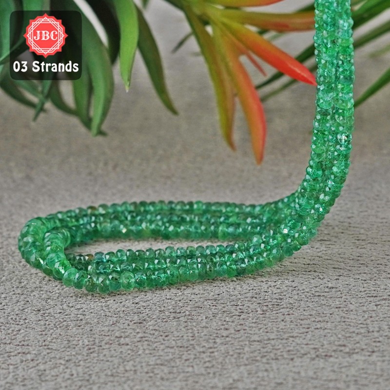 Emerald 3-5.5mm Faceted Rondelle Shape 18 Inch Long Gemstone Beads - Total 3 Strands In The Lot - SKU:156916