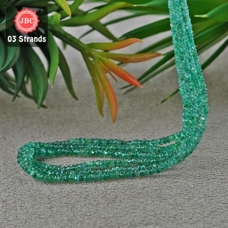 Emerald 2.5-5mm Faceted Rondelle Shape 20 Inch Long Gemstone Beads - Total 3 Strands In The Lot - SKU:156913