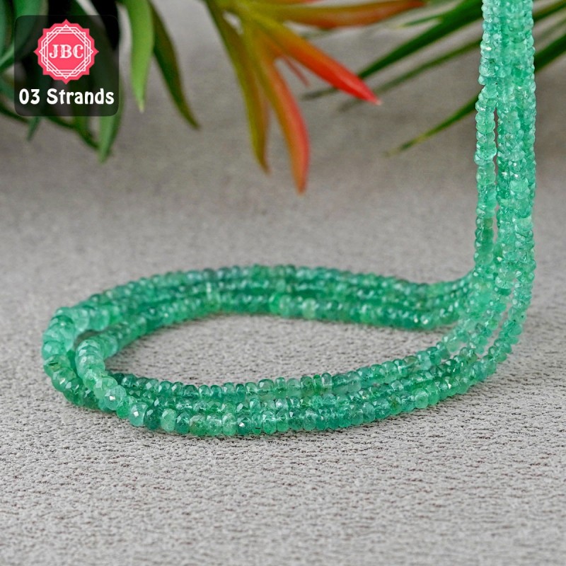 Emerald 2.5-6mm Faceted Rondelle Shape 21 Inch Long Gemstone Beads - Total 3 Strands In The Lot - SKU:156900