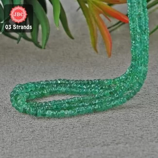 Emerald 3-7mm Faceted Rondelle Shape 19 Inch Long Gemstone Beads - Total 3 Strands In The Lot - SKU:156915