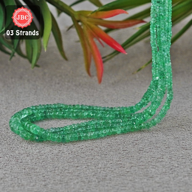 Emerald 2.5-5mm Faceted Rondelle Shape 19 Inch Long Gemstone Beads - Total 3 Strands In The Lot - SKU:156905