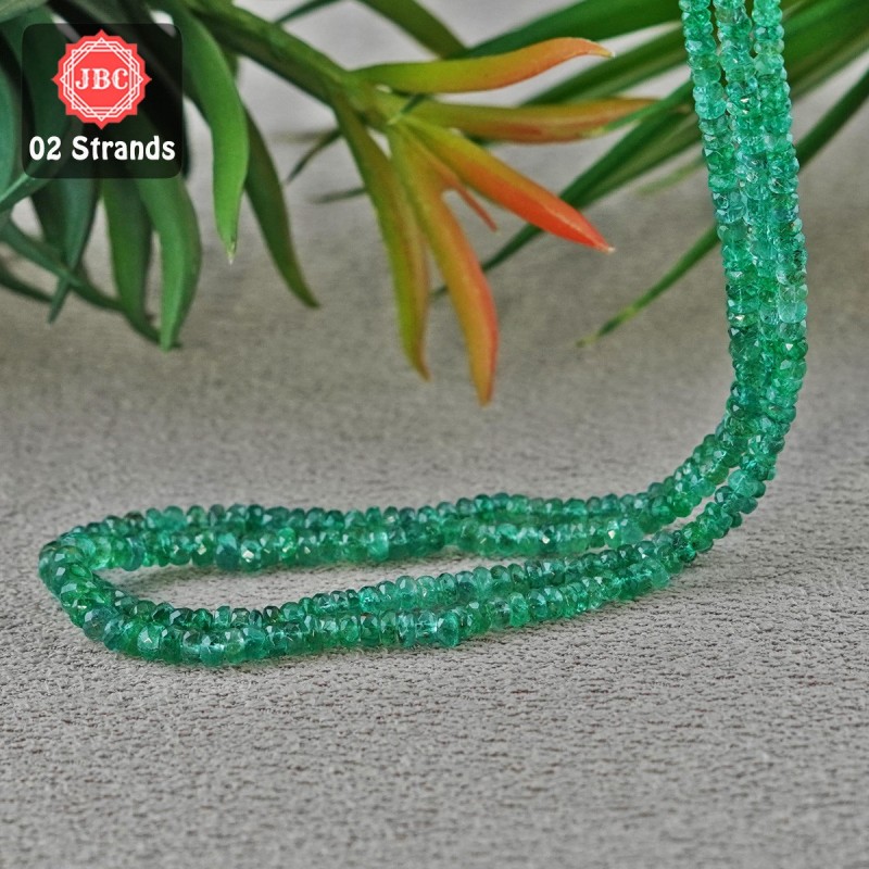 Emerald 2.5-5mm Faceted Rondelle Shape 21 Inch Long Gemstone Beads - Total 2 Strands In The Lot - SKU:156909