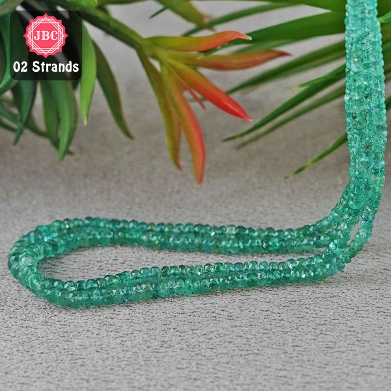 Emerald 3-6.5mm Faceted Rondelle Shape 19 Inch Long Gemstone Beads - Total 2 Strands In The Lot - SKU:156899