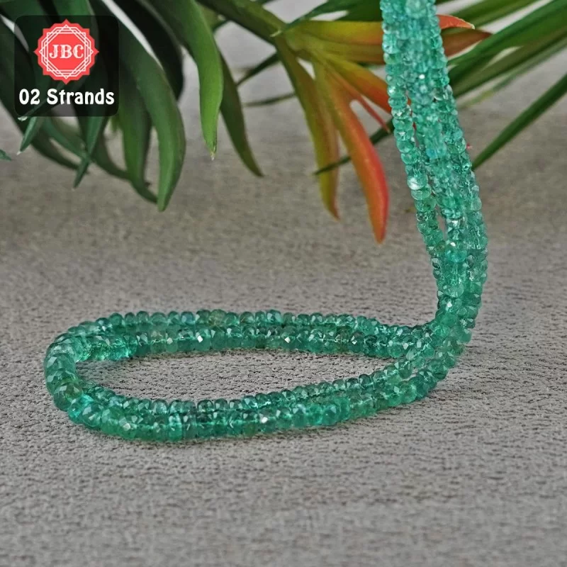 Emerald 2.5-5.5mm Faceted Rondelle Shape 19 Inch Long Gemstone Beads - Total 2 Strands In The Lot - SKU:156904
