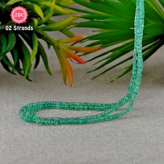Emerald 2.5-5mm Faceted Rondelle Shape 23 Inch Long Gemstone Beads - Total 2 Strands In The Lot - SKU:156898