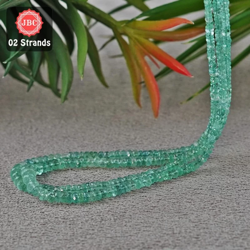 Emerald 2.5-6mm Faceted Rondelle Shape 21 Inch Long Gemstone Beads - Total 2 Strands In The Lot - SKU:156903