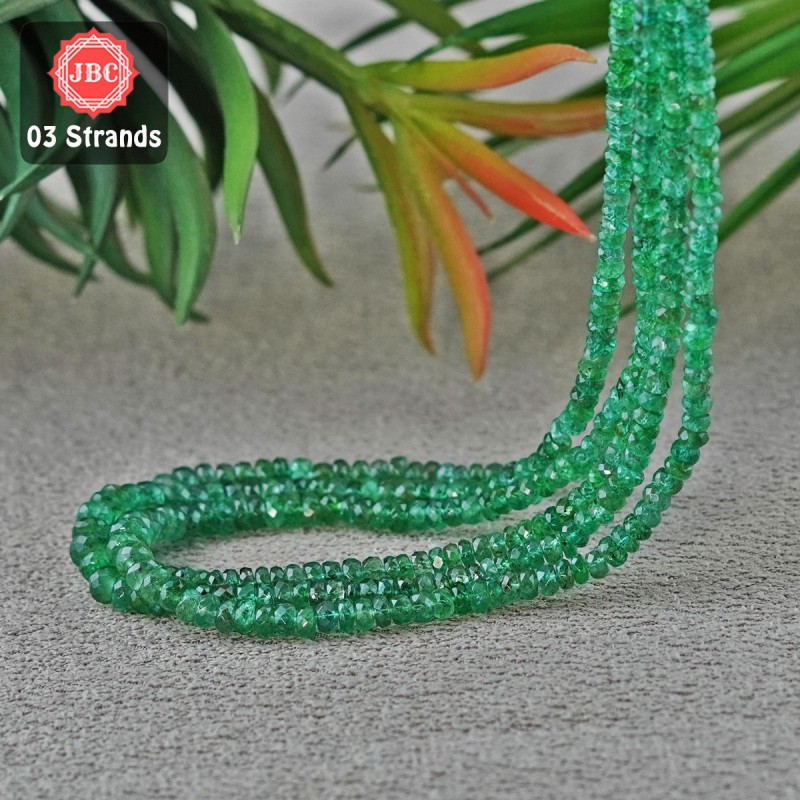Emerald 2.5-5mm Faceted Rondelle Shape 20 Inch Long Gemstone Beads - Total 3 Strands In The Lot - SKU:156914