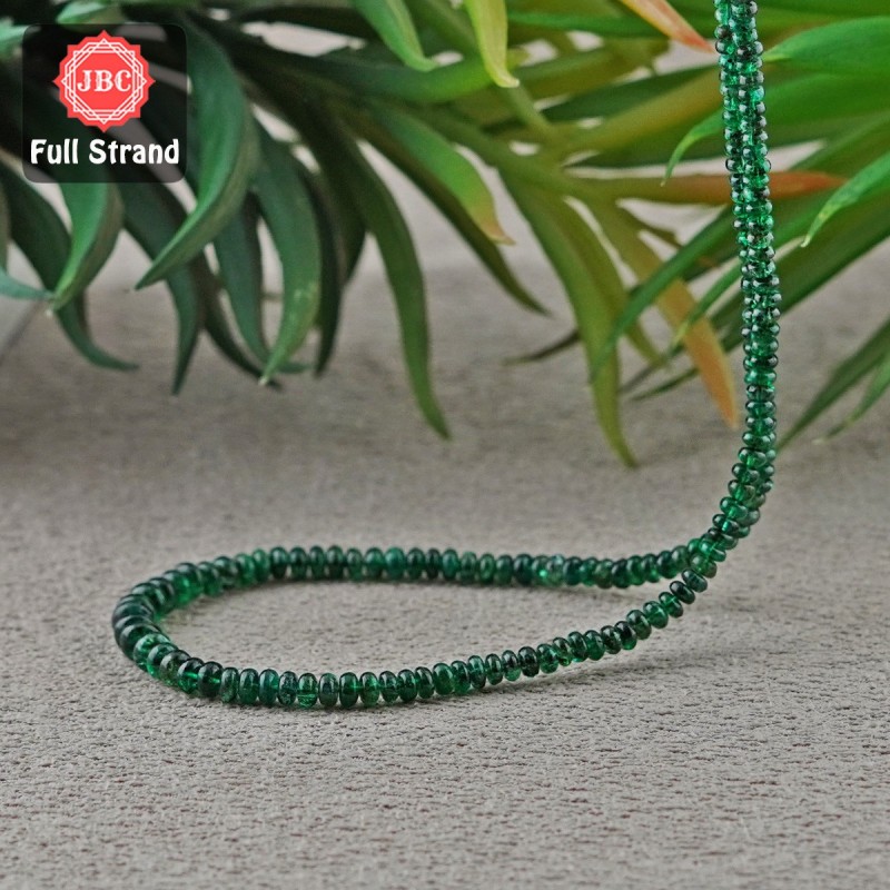 Emerald 3-5.5mm Smooth Rondelle Shape 19 Inch Long Gemstone Beads Strand - SKU:157045