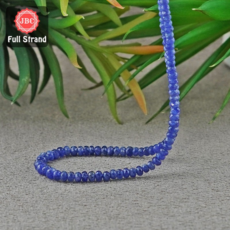 Blue Sapphire 4-5.5mm Faceted Rondelle Shape 14 Inch Long Gemstone Beads Strand - SKU:157010