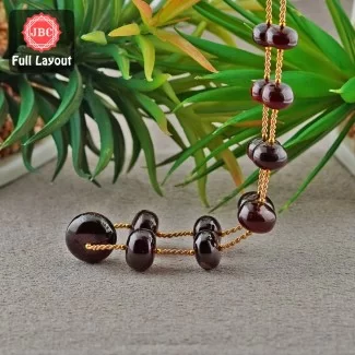 Hessonite Garnet 13-20mm Smooth Rondelle Shape 13 Inch Long Gemstone Beads Layout - SKU:157059