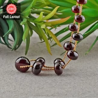 Hessonite Garnet 12-19mm Smooth Rondelle Shape 12 Inch Long Gemstone Beads Layout - SKU:157060