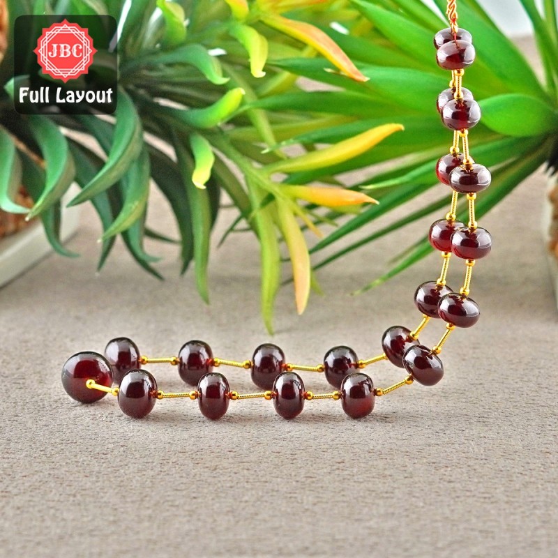 Hessonite Garnet 10-13mm Smooth Rondelle Shape 14 Inch Long Gemstone Beads Layout - SKU:157063