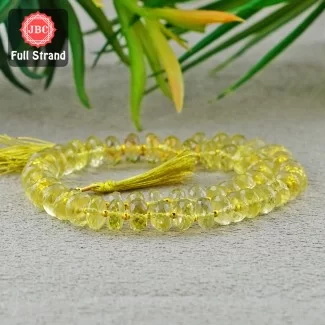 Lemon Quartz 8.5-10.5mm Faceted Rondelle Shape 13 Inch Long Gemstone Beads Strand - SKU:157090