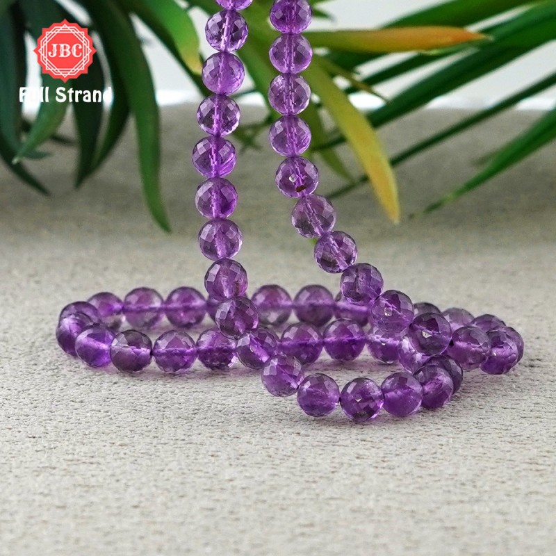 African Amethyst 7mm Faceted Round Shape 15 Inch Long Gemstone Beads Strand - SKU:157149