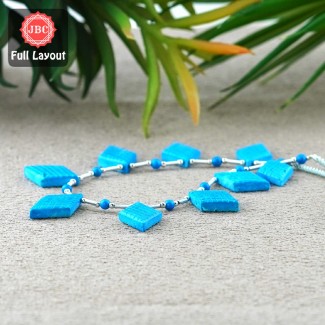Turquoise 19-25mm Carved Fancy Shape 8 Inch Long Gemstone Beads Layout - SKU:157102