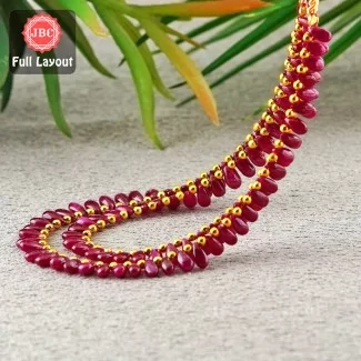 Ruby 6-7mm Smooth Pear Shape 17 Inch Long Gemstone Beads - Total 2 Strands Layout - SKU:157119
