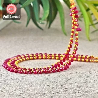 Ruby 5-6mm Smooth Pear Shape 16 Inch Long Gemstone Beads - Total 2 Strands Layout - SKU:157126